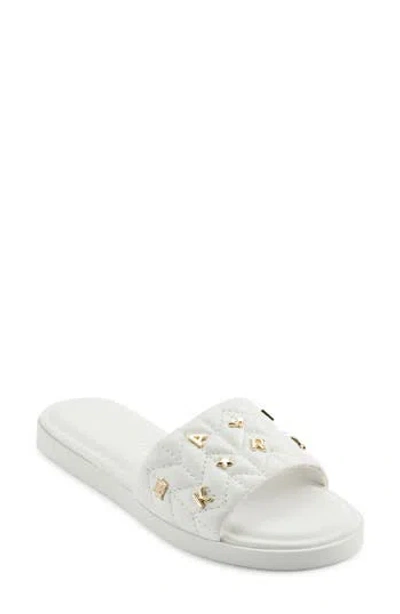 Karl Lagerfeld Carenza Studs Slide Sandal In Bright White