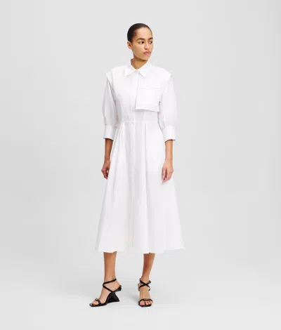 Karl Lagerfeld Cargo Shirt Dress In White