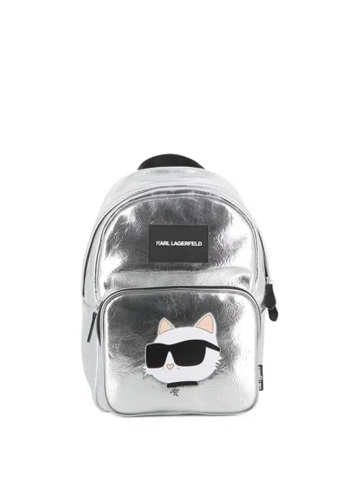 Karl Lagerfeld Kids' Cartoon Graphic Backpack In Silver