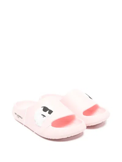 Karl Lagerfeld Kids' Cartoon Slippers In Pink