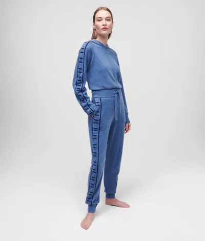 Karl Lagerfeld Cashmere Kl Monogram Jacquard Sweatpants In Blue