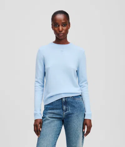 Karl Lagerfeld Cashmere Sweater In Blue