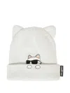 Karl Lagerfeld Cat-ear Beanie Hat In White