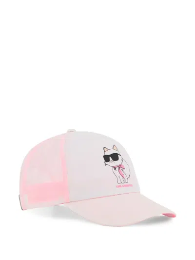 Karl Lagerfeld Kids' Cat Graphic Cap In Pink