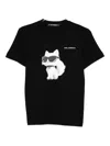 Karl Lagerfeld Ikon Choupette Aquarelle T-shirt In Black