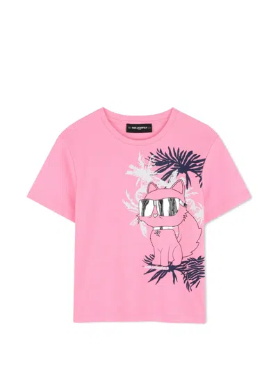 Karl Lagerfeld Kids' Cat-print T-shirt In Pattern