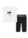 Karl Lagerfeld Cat-print Trousers (set Of Two) In White