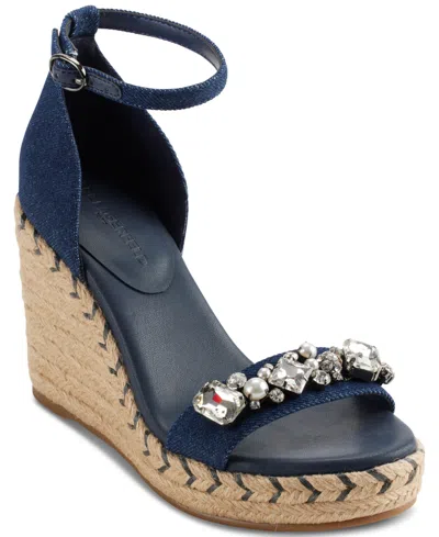 Karl Lagerfeld Catalyna Wedge Espadrille Sandals In Denim Blue