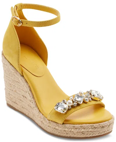 Karl Lagerfeld Catalyna Wedge Espadrille Sandals In Gold Fusion