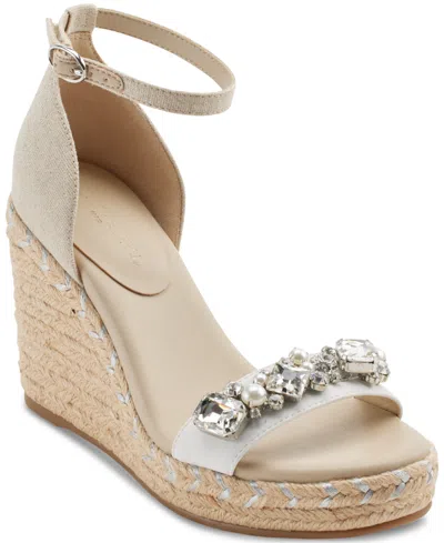 Karl Lagerfeld Catalyna Wedge Espadrille Sandals In Natural,white