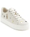 Karl Lagerfeld Cate Fan Womens Lace-up Leather Casual And Fashion Sneakers In Soft White