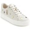 Karl Lagerfeld Cate Fan Womens Lace-up Leather Casual And Fashion Sneakers In Soft White