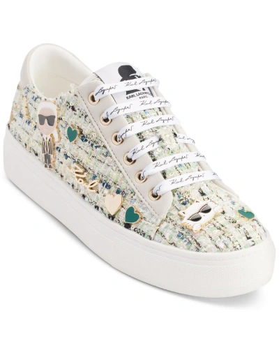 Karl Lagerfeld Cate Pins Lace Up Sneakers In Multi,white