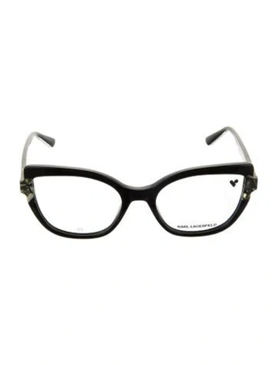 Pre-owned Karl Lagerfeld Cat-eye Eyeglasses In Black