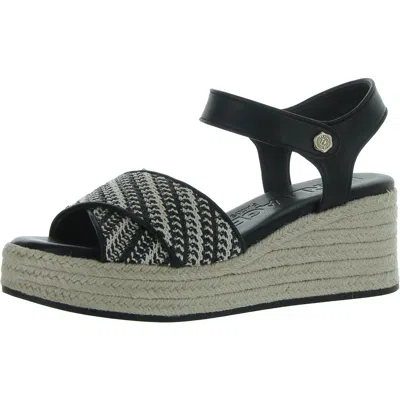 Karl Lagerfeld Celest Womens Woven Wedge Slingback Sandals In Green
