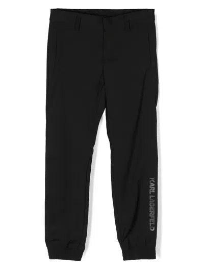 Karl Lagerfeld Kids' Ceremony Logo-waist Trousers In Black