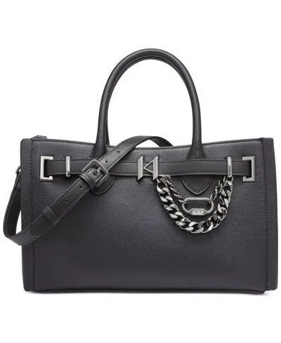 Karl Lagerfeld Cerise Leather Satchel In Blk,dk Gun
