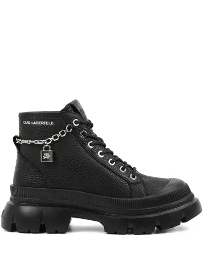 Karl Lagerfeld Chain-embellished Boots In Black
