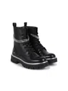 Karl Lagerfeld Chain-link Leather Ankle Boots In Black