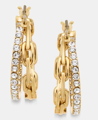Karl Lagerfeld Chain Pave Split Hoop Earrings In White