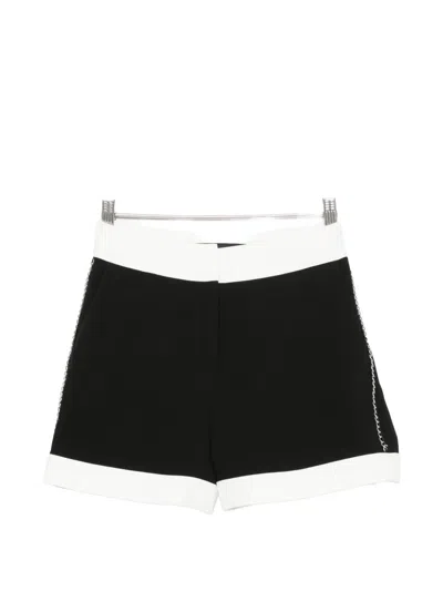 Karl Lagerfeld Chain-detail Contrast-trim Shorts In Black