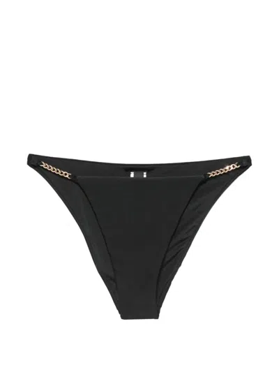 Karl Lagerfeld Chain-link Cheeky Bikini Bottoms In Black