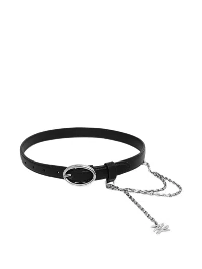 Karl Lagerfeld Chain-link Crystal-embellished Belt In Black