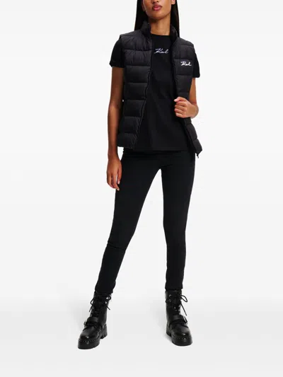 Karl Lagerfeld Chaleco Sport Negro Logo Blanco In Black