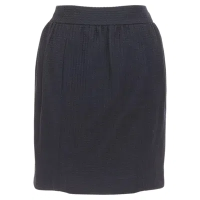 Pre-owned Karl Lagerfeld Chanel 07c Black Cotton Tweed Ruched Waist Silk Lined Mini Skirt Fr36 S