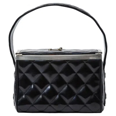 Pre-owned Karl Lagerfeld Chanel 1997 Sac Classique Black Patent Quilted Leather Box Hand Bag