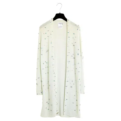 Pre-owned Karl Lagerfeld Chanel 1999 Gilet Long Veste Fr40 Precious Green Blue Long Cardigan Uk12 Us8