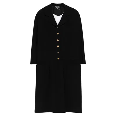 Pre-owned Karl Lagerfeld Chanel Black Wool Evening Dress