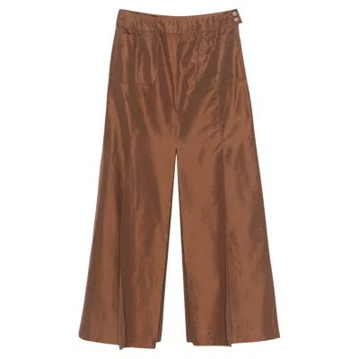 Pre-owned Karl Lagerfeld Chanel Brown Cotton Slit Long Skirt