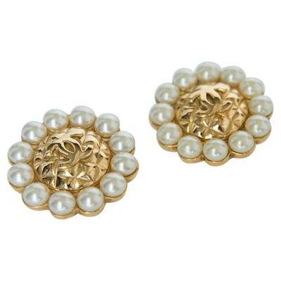 Pre-owned Karl Lagerfeld Chanel By  Oversized Gold-tone & Faux Pearls Cc Clip-on Earrings In Multi