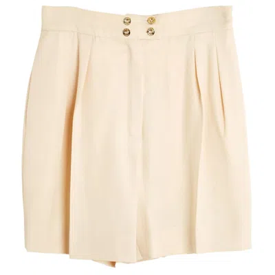 Pre-owned Karl Lagerfeld Chanel Circa 1990 Short Ecru Fr36 38 Ecru Wool Wide Leg Shorts Uk8 10 Us6 8 In Brown