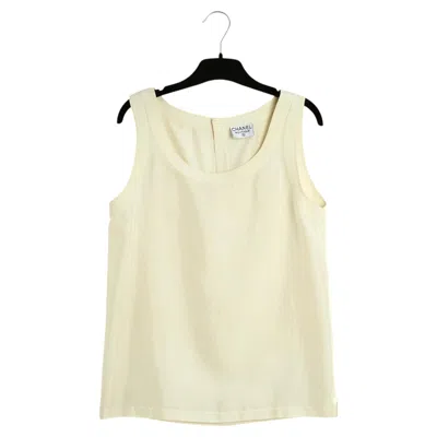 Pre-owned Karl Lagerfeld Chanel Circa 1990 Top Soie Ecru Fr38 Ecru Silk Top Tank Blouse Uk10 Us8 In Brown