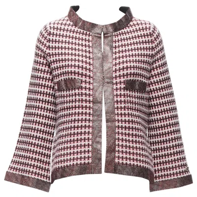 Pre-owned Karl Lagerfeld Chanel Pink 100% Cashmere Tweed Crystal Trim Swing Cardigan Jacket Fr34 Xs