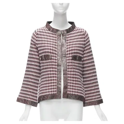 Pre-owned Karl Lagerfeld Chanel Pink 100% Cashmere Tweed Crystal Trim Swing Cardigan Jacket Fr34 Xs