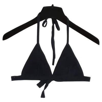 Pre-owned Karl Lagerfeld Chanel Top Defile Fr36 Navy Wool And Silk Catwalk Mini Bralette Uk8 Us6 In Blue
