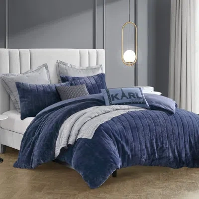 Karl Lagerfeld Channel Bunny Faux Fur Duvet Set Indigo In Brown