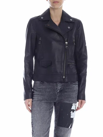 Karl Lagerfeld Karl Legend Leather Biker In Black In Negro