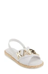Karl Lagerfeld Charla Womens Faux Leather Open Toe Flatform Sandals In Bright White