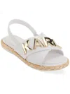 Karl Lagerfeld Charla Womens Faux Leather Open Toe Flatform Sandals In White