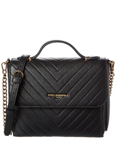 Karl Lagerfeld Charlotte Leather Crossbody In Black