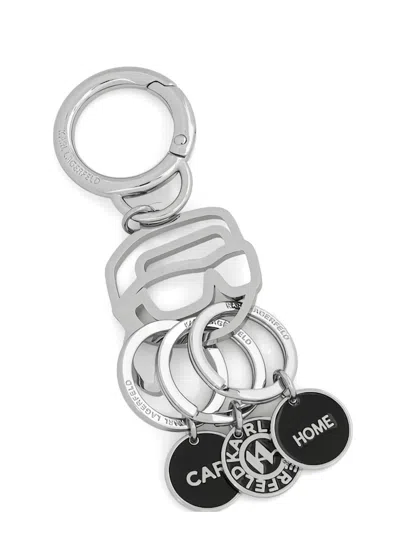 Karl Lagerfeld Charm Pendant Keyring In Metallic