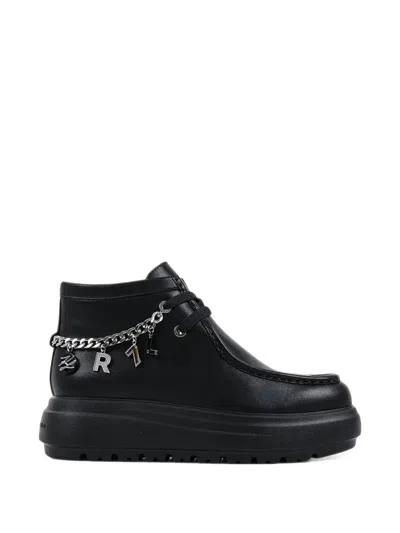 Karl Lagerfeld Charm-embellished Chain-link Ankle Boots In Black