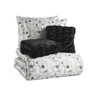Karl Lagerfeld Charmeuse 5-piece Comforter Set, King, Black