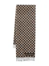 Karl Lagerfeld Check-pattern Fringed Scarf In Brown