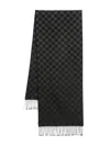 Karl Lagerfeld Check-pattern Wool Scarf In Black