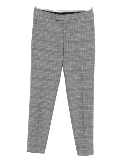 Karl Lagerfeld Checked Flat-front Trousers In Gray